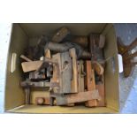 A large quantity of woodworking planes, moulding plates, plough planes etc.