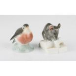 Two Royal Copenhagen porcelain models, one in the form of a mouse no. 510, and a robin 2238, 5cm