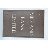 A Midland Bank Ltd metal sign. 45 by 30cm.