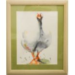 Watercolour depicting a Goose, indistinctly signed Angela Heton?