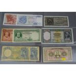 Bank notes: Greek examples 1939 etc.