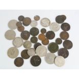 A group of antique coins.