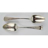 A pair of silver serving spoons, London, 4.44toz.