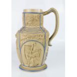 A late 19th century Villeroy & Bosch Mettlach relief moulded jug, 25cm.