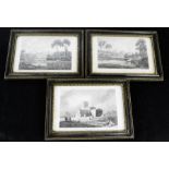 Three 19th century engravings of Burley House, Market Overton and Empingham, all 12 by 18cm.