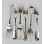 A set of six silver forks, London 8.5toz.