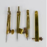 Four brass pencil dividers of various form.