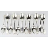 A set of twelve silver spoons, London 1854, engraved C, 18.8toz.
