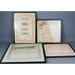 Four early 20th century share certificates, including The St Ives Consolidated Mines.