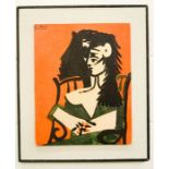 After Picasso, colour print, portrait of woman, 41 by 32cm.