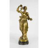 A figure of Diana in brass, 46cm high.