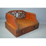 A Victorian mahogany oak table with a pierced gallery rail and drawer.