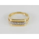 A 9ct gold and diamond gentleman's ring, size V, 4.4g.