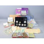 A quantity of used stamps, Royal Mint Coins Queens Diamond Jubilee coin, Ethiopian notes and