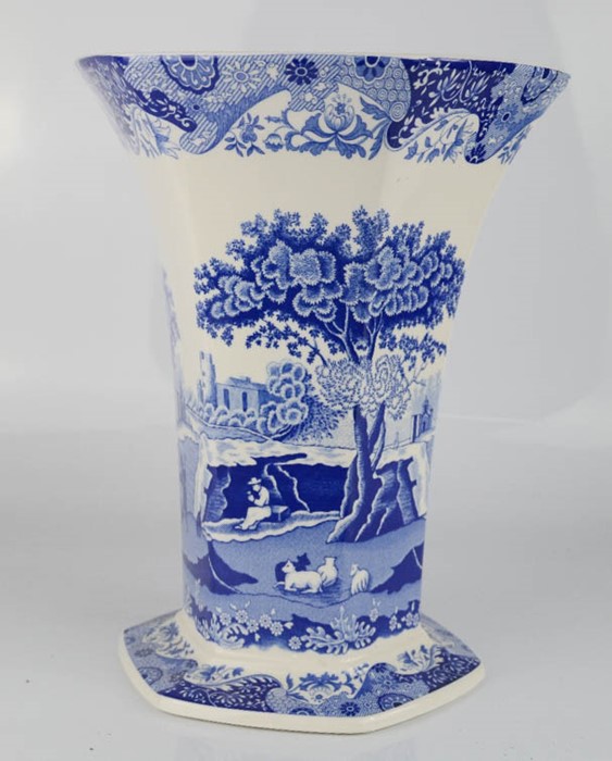 A Spode vase, blue and white.