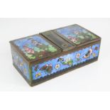 A Chinese cloisonne foil enamelled twin compartment copper tea caddy.