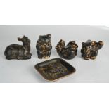 Royal Copenhagen: three bears no.245, deer no.20/83, dish 21666.