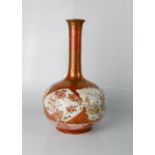 A 19th century Chinese satsuma bottle vase, with figural vistas, 27cm high.