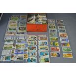 A quantity of various cigarette cards depicting ships.