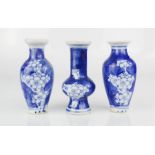 Three Chinese miniature blue and white vases.