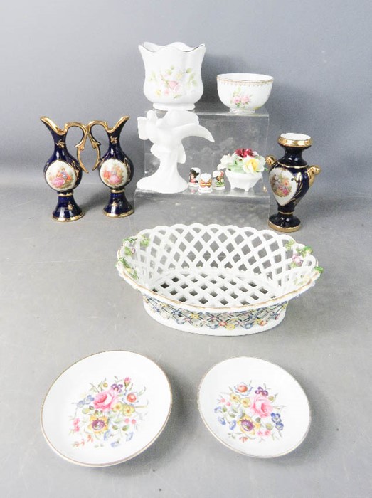 A Meissen basket, Royal Worcester and Doulton ceramics, vases etc.