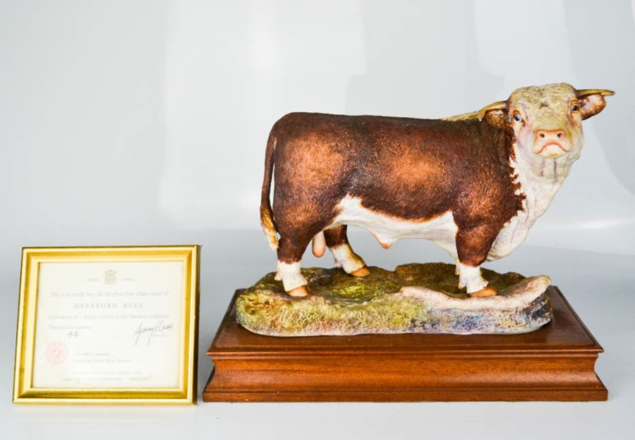 A Hereford Bull, limited edition, with certificate of authenticity, 19cm high.