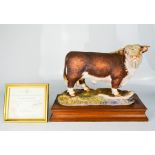 A Hereford Bull, limited edition, with certificate of authenticity, 19cm high.