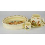 A Bunnykins ceramic childs breakfast set, including egg cup, bowl, and cup and saucer.