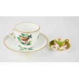 A miniature Crown Staffordshire cup and saucer, together with a hand painted 19th century cup and