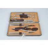 A Twinox manicure set in a leather case.