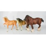 A Beswick Shire horse, Beswick pony and a similar example.