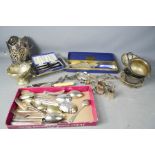 A quantity of silver plate ware, Elkington & Co, to include tea sets, Coalport, cake slice, tureens,