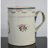 A 19th century English porcelain tankard, with monogram JA, and a twist handle.