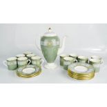 A group of coffee cups and saucers, Wedgwood Asia and coffee pot.