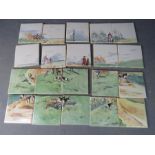 A set of five groups of four 1960s tiles depicting hunting scenes.