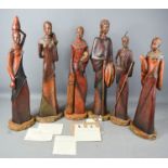 A set of six African sculptures.