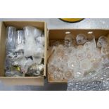 A quantity of various crystal glasses, some Edwardian examples.