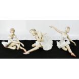 Three Lladro ballerinas, various poses.