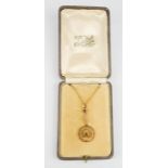 A 9ct gold pendant and chain, set with amethyst, in original presentation box by Leighton & Son of