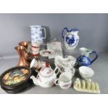 A group of ceramics including Russian collectors plates, jugs, cups and saucers, Duchess bone