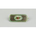 A fine silver and enamelled 19th century brooch, of rectangular form, Chester hallmark, depicting