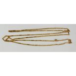 A yellow metal necklace composed of short and long oval links, with 9ct gold marked clasp, 40g.,