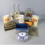 A group of collectables including candlesticks, vases, Kodak camera, shell form tea pot and others.