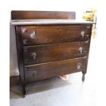 A mahogany chest of three drawers, 107 by 56 by 166cm.