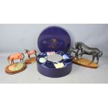 A Royal Doulton Black Beauty and foal, and Adventure together with Aynsley horse and foal,