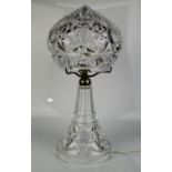 A crystal lamp base and shade, pressed design, 41cm high.