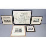 A group of 19th century prints, views of Hertfordshire including hand tinted view of Gorhambury