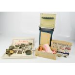 A group of vintage children's toys, including Kiddies Kitchen Set, Little Tots Kitchen Set, and