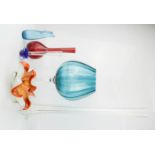 A group of retro glassware, to include a large stem vase, Murano glass handkerchief bowl, and bud