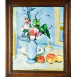 John Frazer Lovatt (20th century) still life of vase with flowers and fruit, oil on canvas.